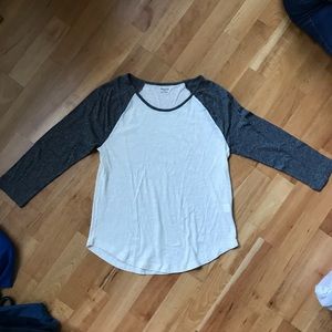 Madewell Baseball Tee Gray and White, Size Small